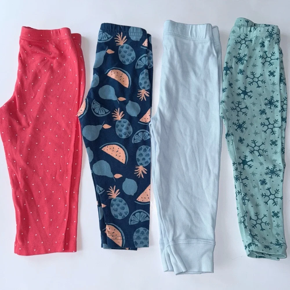 Lot of 06 Piece 04 Baby Girl 18 Month Leggings Pants Stretch Carter’s And 2 Tops